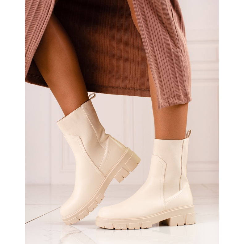 Bottines Vinceza beige pour femme à tige haute 1