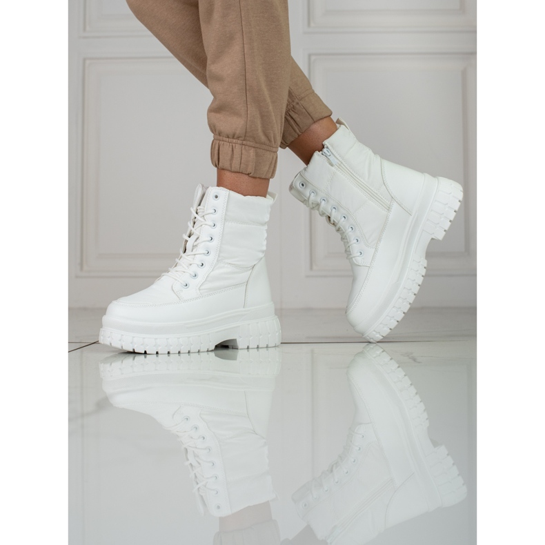 Bottes de neige blanches pour femmes avec laçage Shelovet 2 Bottes de neige blanches pour femmes avec laçage Shelovet 2