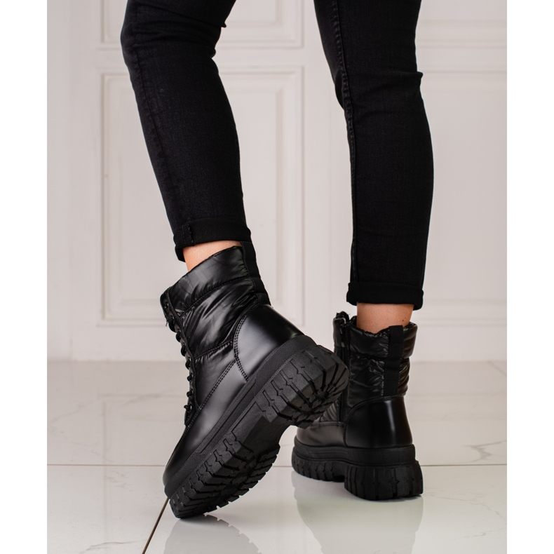 Bottes de neige femme noires avec laçage Shelovet 2