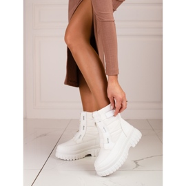 Bottes de neige pour femmes avec velcro Shelovet blanc 2
