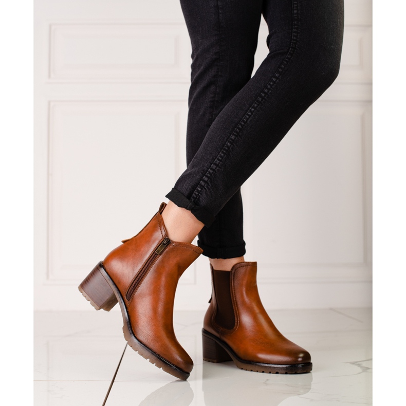 Bottes Chelsea Shelovet pour femmes marron sur le poteau brun 1