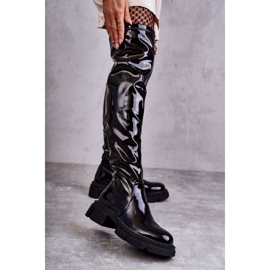 GOE Brevet KK2N4023 Bottes noires sur le genou sur un talon plat le noir 1 GOE Brevet KK2N4023 Bottes noires sur le genou sur un talon plat le noir 1