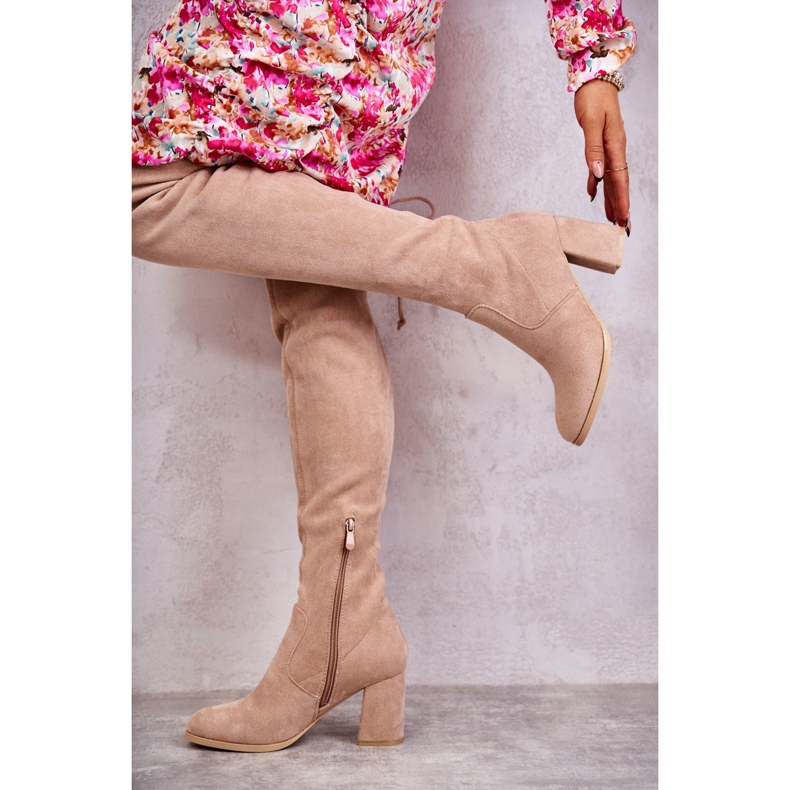 FE1 Cuissardes classiques en daim beige Clarissa brun 2