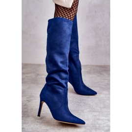 FS1 Bottes à talons hauts en daim bleu Carite 6