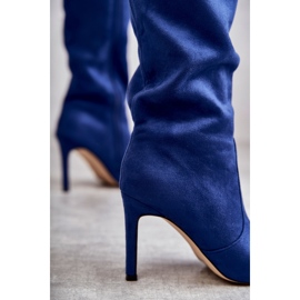 FS1 Bottes à talons hauts en daim bleu Carite 3