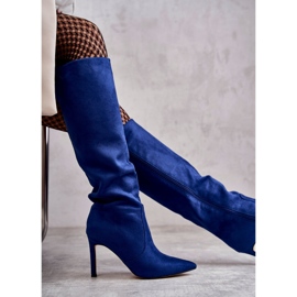 FS1 Bottes à talons hauts en daim bleu Carite 5