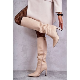 Boots Daim Sur Talon Haut Beige Carite 3