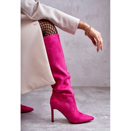 FS1 Bottes Carité Rose En Daim Sur Talon Haut 3