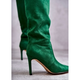 FS1 Bottes à talons hauts en daim vert Carite 2