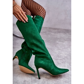FS1 Bottes à talons hauts en daim vert Carite 4