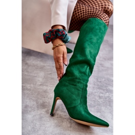 FS1 Bottes à talons hauts en daim vert Carite 5