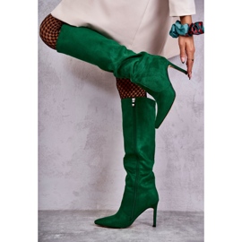 FS1 Bottes à talons hauts en daim vert Carite 7