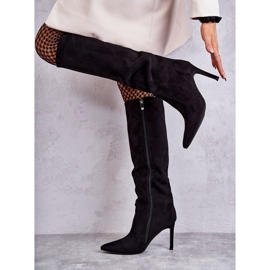 Bottes à talons hauts en daim noires Carite le noir 2