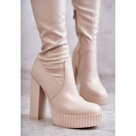 Bottes hautes en cuir sur plateforme Katrina beige 2