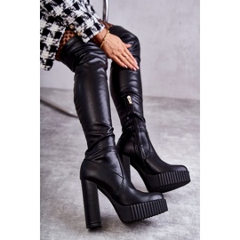 FS1 Bottes hautes en cuir sur la plateforme Katrina noire 1