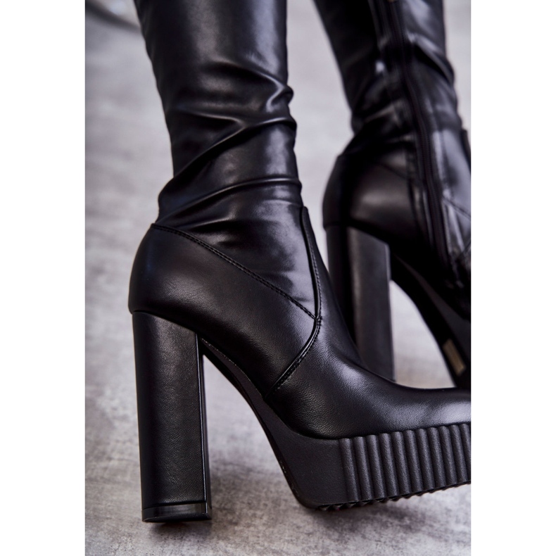 FS1 Bottes hautes en cuir sur la plateforme Katrina noire le noir 2