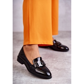 Vinceza Chaussures Laquées à la Mode Mocassins Noir Trine le noir 1