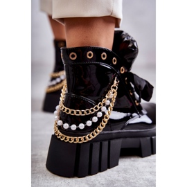Bottes Chaudes Laquées Avec Chaîne Noir Karoline le noir 4