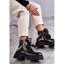 Bottes Chaudes Laquées Avec Chaîne Noir Karoline le noir 9