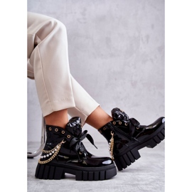Bottes Chaudes Laquées Avec Chaîne Noir Karoline le noir 1