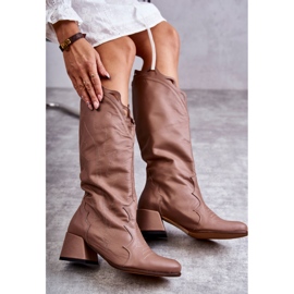 PA2 Bottines en cuir beige foncé Andreia brun 1