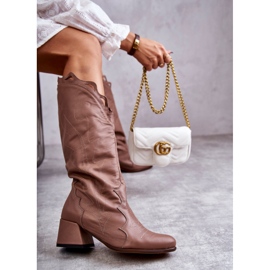 PA2 Bottines en cuir beige foncé Andreia brun 2
