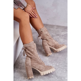 PA2 Bottes à plateforme en daim pour femmes Beige Edna 4