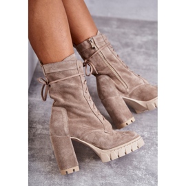 PA2 Bottes à plateforme en daim pour femmes Beige Edna 5