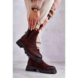 PJ1 Bottes Chaudes En Daim Sur Un Talon Plat Marron Salomé brun 3