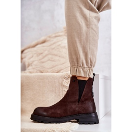 PJ1 Bottes Chaudes En Daim Sur Un Talon Plat Marron Salomé brun 4