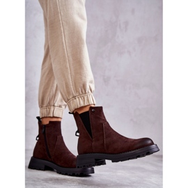 PJ1 Bottes Chaudes En Daim Sur Un Talon Plat Marron Salomé brun 6