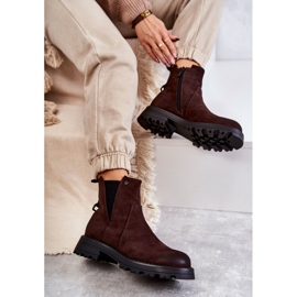 PJ1 Bottes Chaudes En Daim Sur Un Talon Plat Marron Salomé brun 7