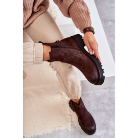 PJ1 Bottes Chaudes En Daim Sur Un Talon Plat Marron Salomé brun 8