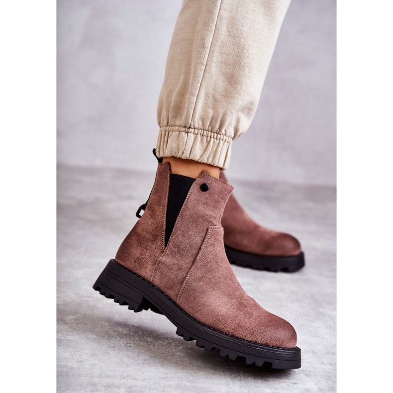 PJ1 Bottes Chaudes En Daim Sur Un Talon Plat Marron Clair Salomé brun 1