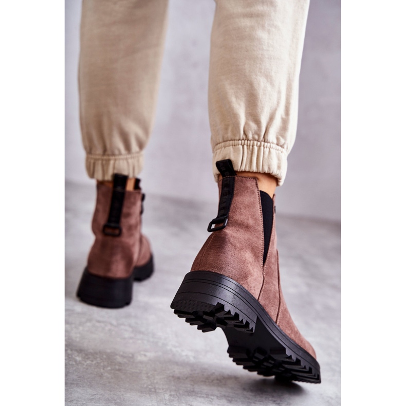 PJ1 Bottes Chaudes En Daim Sur Un Talon Plat Marron Clair Salomé brun 2