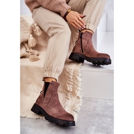 PJ1 Bottes Chaudes En Daim Sur Un Talon Plat Marron Clair Salomé brun 3
