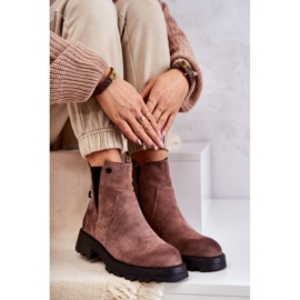 PJ1 Bottes Chaudes En Daim Sur Un Talon Plat Marron Clair Salomé brun 4