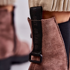 PJ1 Bottes Chaudes En Daim Sur Un Talon Plat Marron Clair Salomé brun 5
