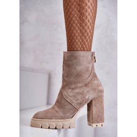 Bottines En Daim À Talons Hauts Beige Elia 4