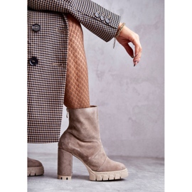 Bottines En Daim À Talons Hauts Beige Elia 5