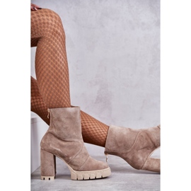 Bottines En Daim À Talons Hauts Beige Elia 7