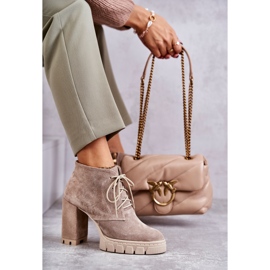 Bottes à lacets en daim à la mode Beige Selma 2