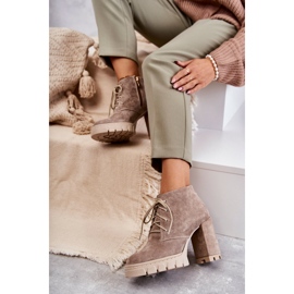 Bottes à lacets en daim à la mode Beige Selma 3
