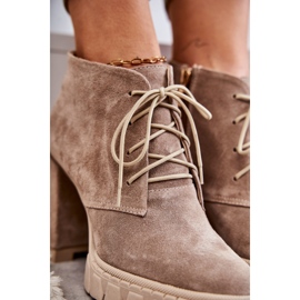 Bottes à lacets en daim à la mode Beige Selma 5