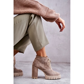 Bottes à lacets en daim à la mode Beige Selma 7