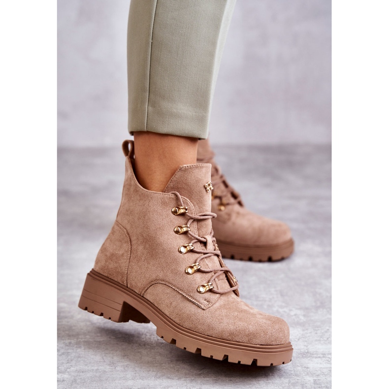 S.Barski Bottes Telma classiques en daim beige pour femmes 1