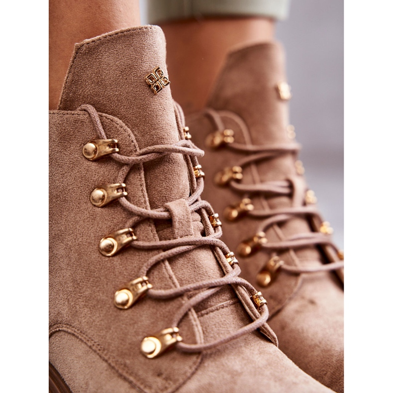 S.Barski Bottes Telma classiques en daim beige pour femmes 2