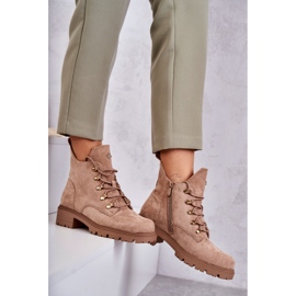 S.Barski Bottes Telma classiques en daim beige pour femmes 5