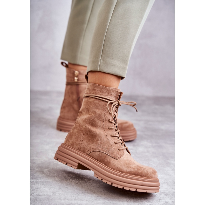 S.Barski Bottines en Daim Femme Noué Camel Afra brun 2