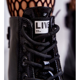 S.Barski Bottes laquées pour femmes Travailleurs à lacets Noir Conny 2